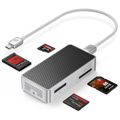 ORICO Leitor de cartão de memória de 40 Gbps, leitor CFexpress tipo B/A 4 em 1, leitor de cartão SD/TF, alumínio e resfriamento Ice-Skin, compatível com câmeras Sony/Canon/Nikon/Fuji (apenas para