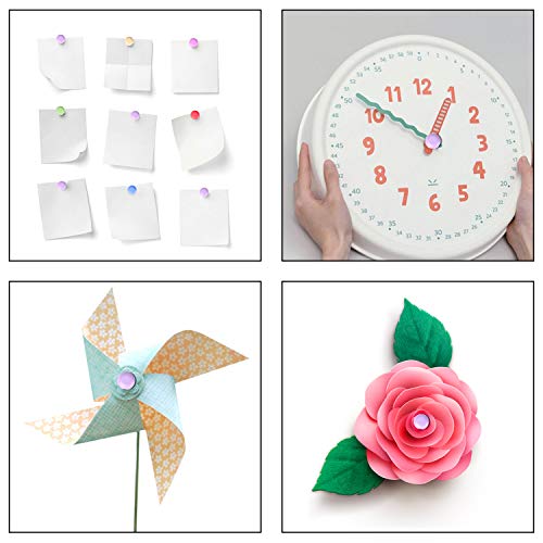 moinkerin 200 Pcs Paper Fasteners Split Pins Crafts 0.3 x 0.55inch Mini Brads for Paper Crafts Multicolor Brad Fasteners for DIY,Crafting,Scrapbooking,Stamping Round Head fasteners for Office (8x14mm)