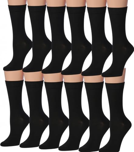 Image of Tipi Toe Women's Fun Patterned Dress Socks, 12-Pack Lightweight Colorful Crew Socks, Casual Novelty Assorted Designs