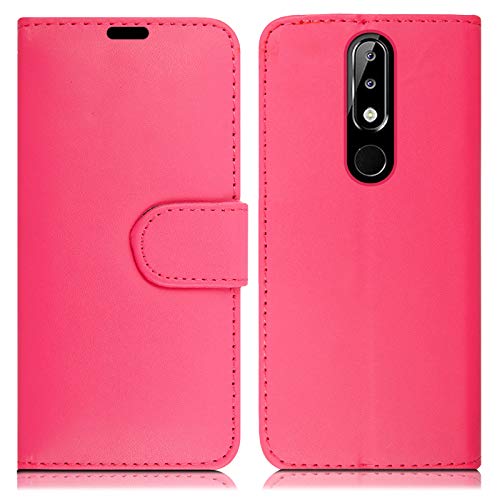Image of ProGadgetsLtd Nokia 6.1 Plus case with card holder & magnetic stand Flip Leather Wallet Phone Cover For Nokia 6.1 Plus (X6) 2018 (Pink)