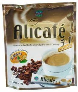 Alicafe Premium Instant 5 in 1 Coffee Ginseng Net Wt. 300g. 3 Pack Thai