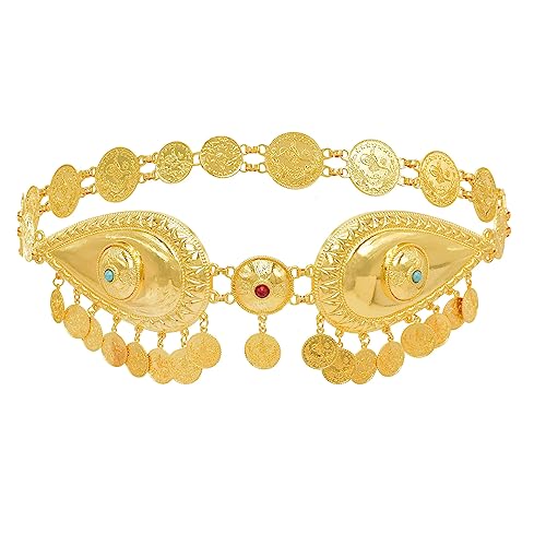 HXSCOO Vintage Africano étnico Metal Monedas Cinturones Boho Afgano Kazajstán Vestido Cintura Vientre Cadenas Grueso tailandés Cuerpo joyería Accesorios (Color : Gold)