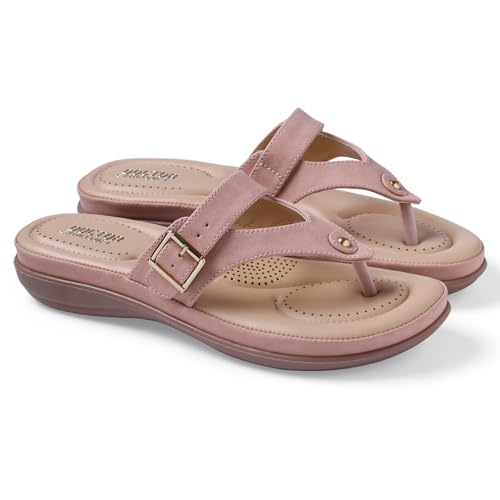 Image of DOCTOR EXTRA SOFT Women's Flat Comfortable Memory Foam Slippers /Flip-Flops Fashion Stylish Casual Diabetic Orthopedic Lightweight Synthetic Slip-on Sandals with Adjustable Strap for Girls /LadiesD-623