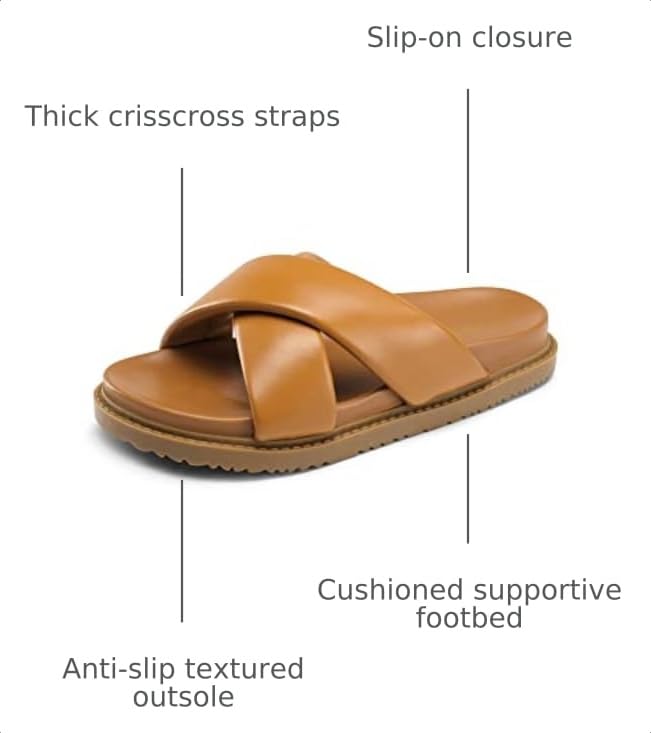 Image of DREAM PAIRS Women's Crisscross Open Toe Slide Sandals Flat Comfort Slip on Sandals