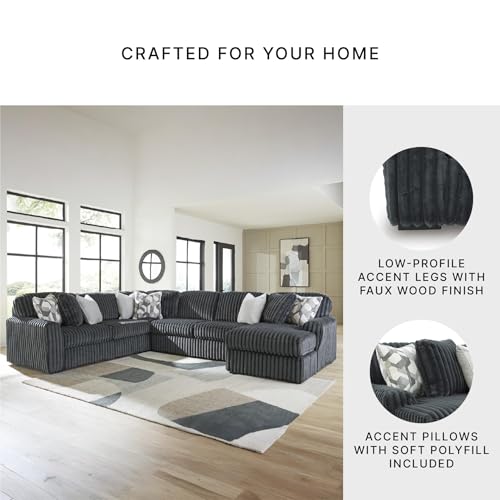 Image of Signature Design by Ashley Midnight-Madness 4-Piece Corduroy Sectional