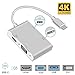 Produktbild USB-C auf HDMI-Adapter, USB 3.1 Typ C Hub zu HDMI DVI 4 K VGA USB-Konverter (Thunderbolt 3 kompatibel), 4-in-1 USB-C-Hub-Adapter für 2016/2017/2018 MacBook/MacBook Pro und mehr