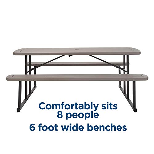 Cosco Outdoor Living 6 Ft. Folding Picnic Table, Taupe Wood Grain With Brown Legs #TOP4