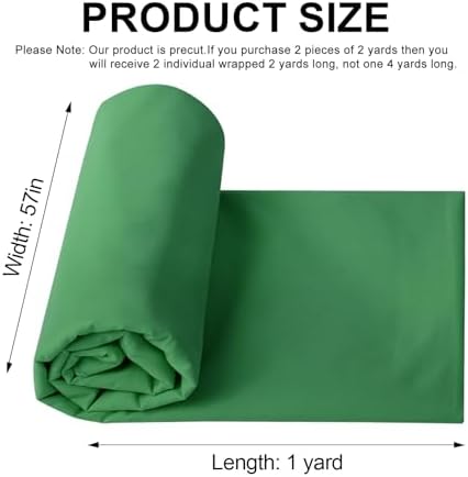 JOSNAAN Cotton Polyester Fabric by The Yard, 57" Wide Broadcloth Soft Lightweight & Breathable Material for Lining, Sewing, DIY(Green, 1 Yard) - 1