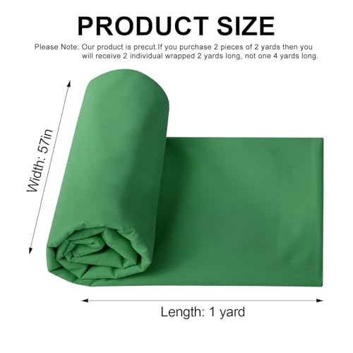 JOSNAAN Cotton Polyester Fabric by The Yard, 57" Wide Broadcloth Soft Lightweight & Breathable Material for Lining, Sewing, DIY(Green, 1 Yard)