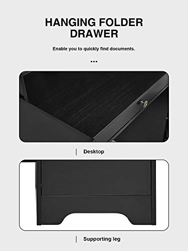 Computer Desk with Drawers and Hutch Shelf, Wood Frame Home Office Desk with Spacious Desktop, Writing Study Table PC Laptop Notebook Desk, Black