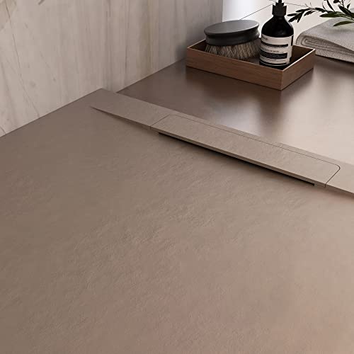 Olimpo Docce - Piatto Doccia In Marmoresina Tortora Effetto Pietra Cemento Vincent - 80X130 - 2