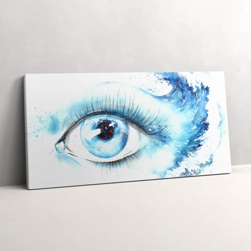 Peinture murale oeil de mer Wallfluent grand tableau bleu pour s'évader depuis son salon