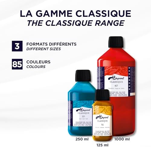 H Dupont DU0600250100C - Bottle of Silk Paint Classic 250 ml, Acid Dyes for Precise Work, with Steam Fixation, for Professional Use, Black, Pack of 1 - 2