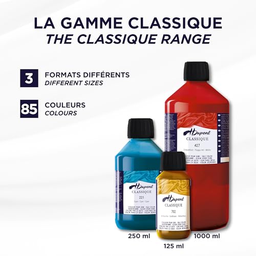H Dupont DU0601000608C - Flasche Seidenmalfarbe Klassik 1000ml, Säurefarbstoffen für eine präzise Arbeit, mit Dampffixierung, für den professionellen Gebrauch, Empiregrün, 1 Stück