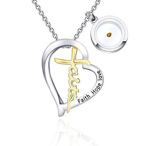 BLEOUK Mustard Seed Pendant Necklace Faith Necklace Christian Gift for Women Girls Mustard Seed Gift Faith Help Love Jewelry Inspirational Christian Gift (Mustard Seed ne)