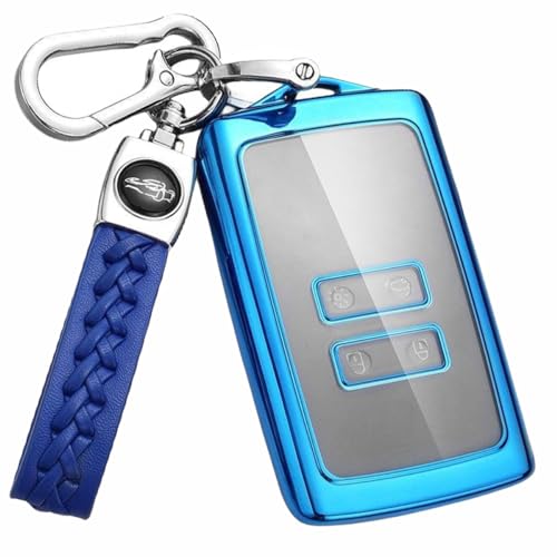 MEDZUK Funda para llave compatible con Mitsubishi ASX 2023-2025 2026, carcasa de TPU para llave de coche, accesorios con llavero (azul)