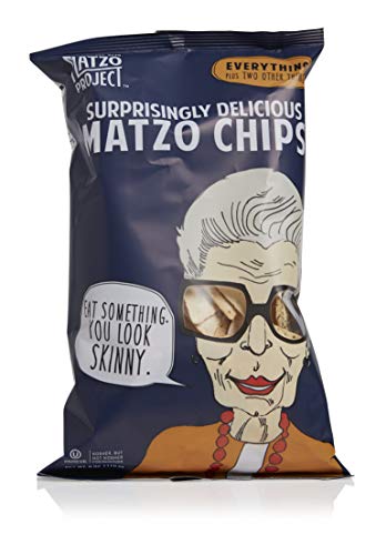 Matzo Chips, Variety Pack of Snack Bags (Everything, Salted, Cinnamon Sugared, Harissa) from The Matzo Project, Kosher, Vegan, Nut-Free, No Trans Fat, Nothing Artificial, 1oz, Pack of 12