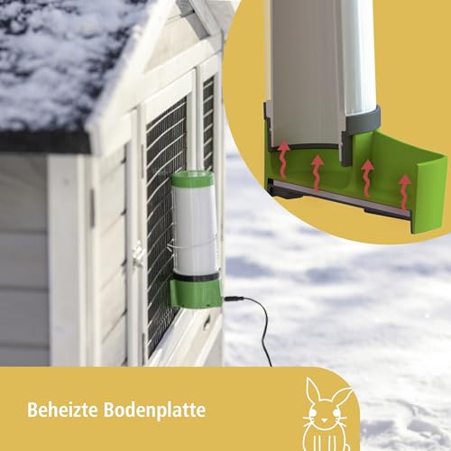 Kerbl Pet beheizbare Kleintiertränke NoFrost Superior 2.0, Wassertränke, grün, Kunststoff, Kleintiere, doppelwandig isoliert, bis -20°C frostfrei