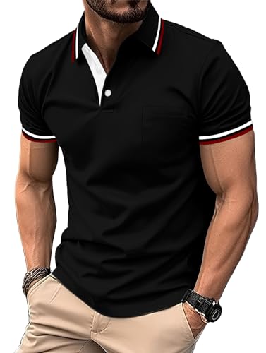 Image of ZITY Men Polo Shirts Short Sleeve with Pocket Golf Polo Wicking Shirts for Men Casual Collared T-Shirts