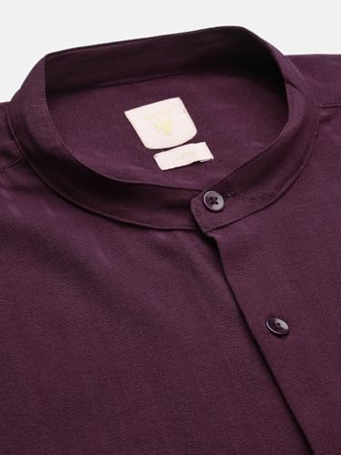Image of SHOWOFFFF Men Solid Casual Shirt | Mandarin Collar Full Sleeves Cotton Shirt for Mens | Slim Fit Regular Length Shirt for Men's