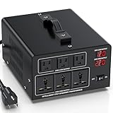 5000W Voltage Converter Transformer Step Up 110V/120V to220V/240V or Step Down 220V to 110V AC Power Converte, Circuit Breaker Protection, 3 US sockets, 3 Universal sockets, LCD Display