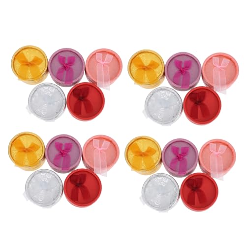 VALICLUD 20piezas Caja De Embalaje Para Anillos Redonda Unidades De Papel Perlado y Relieve Para Guardar Colgantes Collares Decorativos Pulseras Joyas Regalos Para Cajas De Alianzas y