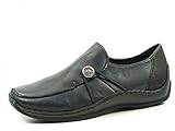 Oberteile: Leder Rieker L1781 Damen Slipper, Mokassins, Halbschuhe, Lederdecksohle blau (Ozean/schwarz / 14), EU 40