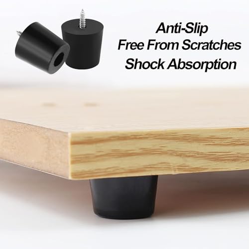12Pcs Round Rubber Feet with Stainless Screws, Black Chair Bumpers Pads for Cutting Board, Table, Cabinet, Sofa (32x27x30mm)