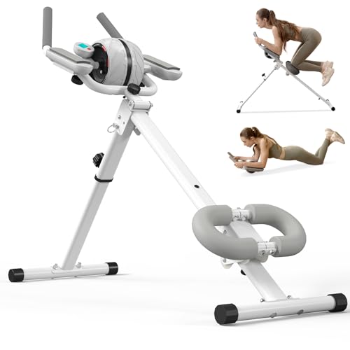 PAETA Ab Machine, AB Workout Equipment for Home Gym, Abdominal Trainer Machine for Abs Workout, Foldable, Knee Protection, Strength Training Exercise Equipment for Body Shaping (Grey)