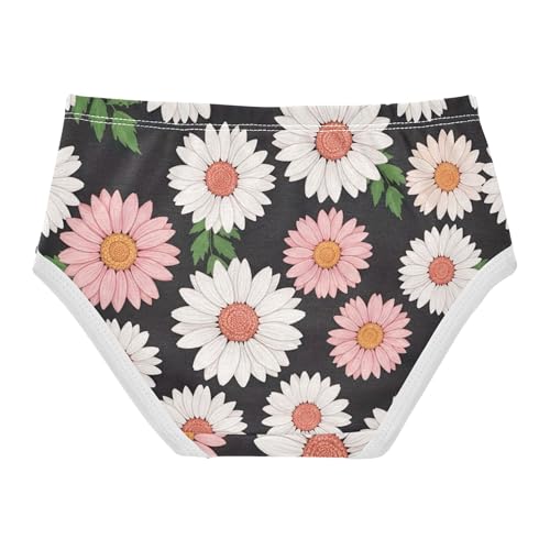 Daisies White Floral Flowers Black Girls Underwear Toddler 2t Cotton Panties for Girl Bright Briefs Kids Undies2