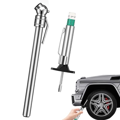 2-in-1 Stainless Steel Tyre Safety Kit - Portable Tire Pressure Gauge and Tread Depth Gauge for Cars, Motorcycles, Trucks, Buses