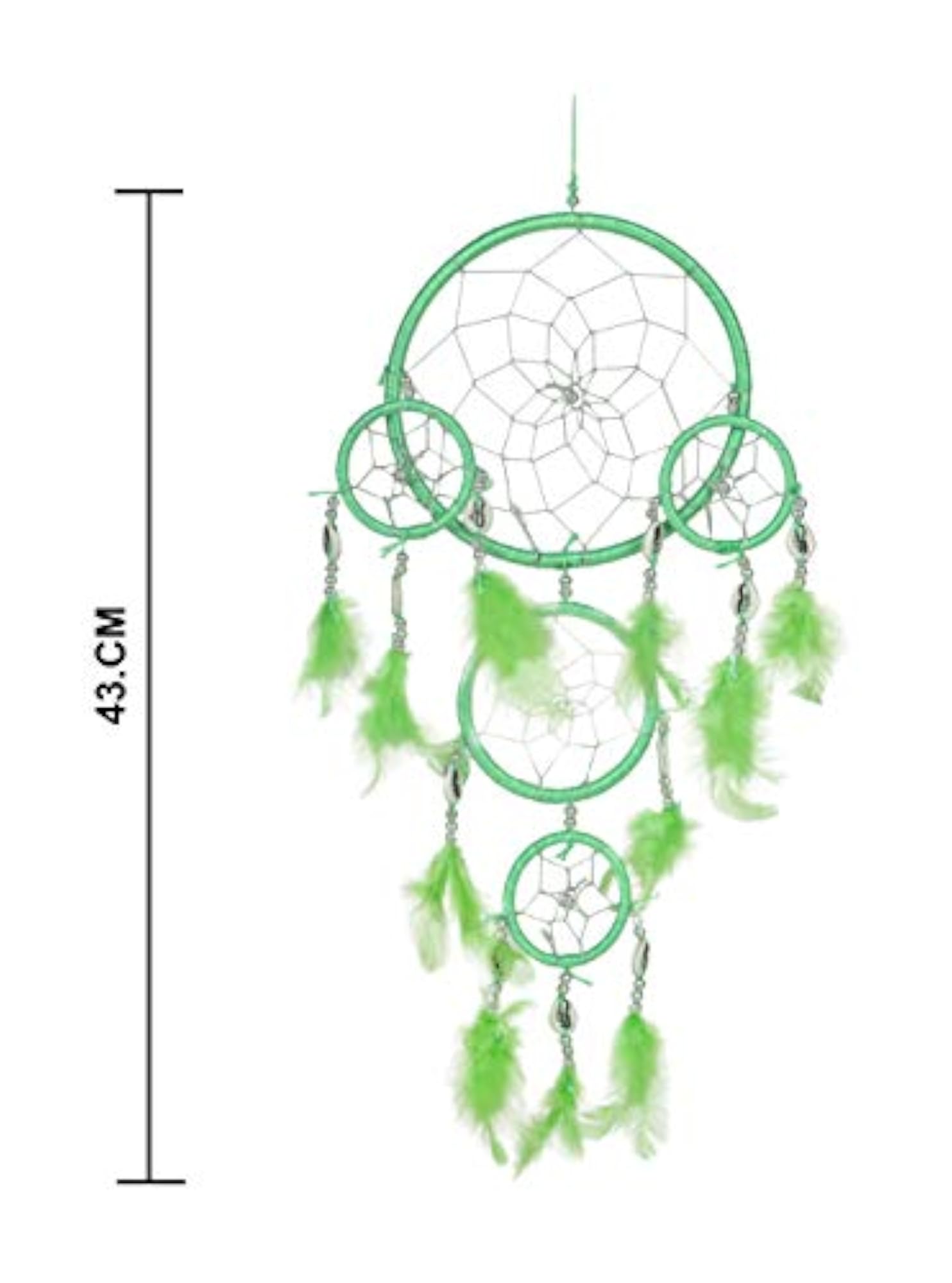 Green Handmade Feather Dream Catcher, Wall Hanging Decoration