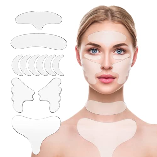 Face Wrinkle Patches Reusable Chest Wrinkle Pads - 11pcs Anti Wrinkles Silicone Pad for Skin Lines Prevention,Overnight Wrinkle Remover while Sleeping