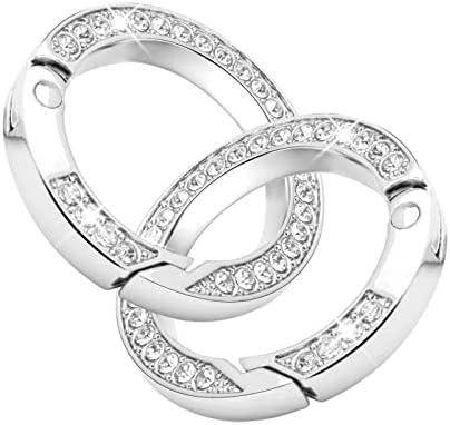 2 Pcs Bling Rhinestone O Rings Spring Round Carabiner Snap Clip Buckle for DIY Keyring Jewelry Handbag Purse Strap Car Keychain Making