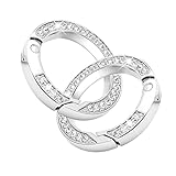 2 Pcs Bling Rhinestone O Rings Spring Round Carabiner Snap Clip Buckle for DIY Keyring Jewelry Handb