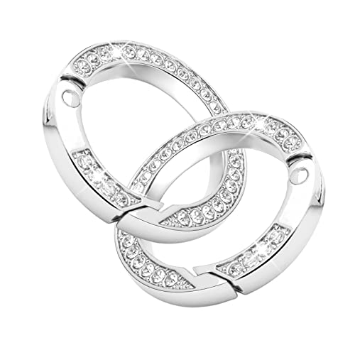 2 Pcs Bling Rhinestone O Rings Spring Round Carabiner Snap Clip Buckle For Diy Keyring Jewelry Handbag Purse Strap Car Keychain Making #TOP2