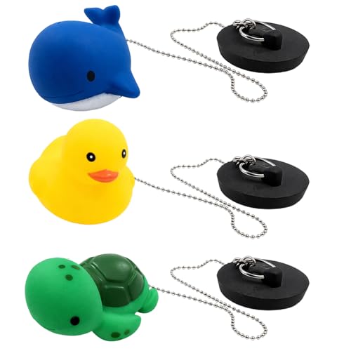 Stöpsel Badewanne, 3 Stück Badewannenstöpsel Gummi, Universal Badewannenstopfen mit Kette, 45mm Gummistöpsel Waschbecken, Praktischer Stöpsel Für Spülbecken, für Badewanne Und Waschbecken