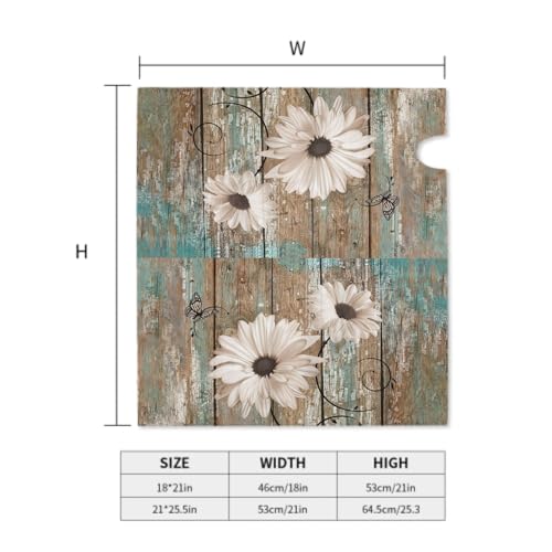 Image of Rustic Daisy Board Mailbox Cover Magnetic, White Sunflowers Vintage Wood Grain Plank Mailbox Wrap Letter Post Box Cover for Yard Garden Outside Home Decor, Large Size 25.5x21 Inch