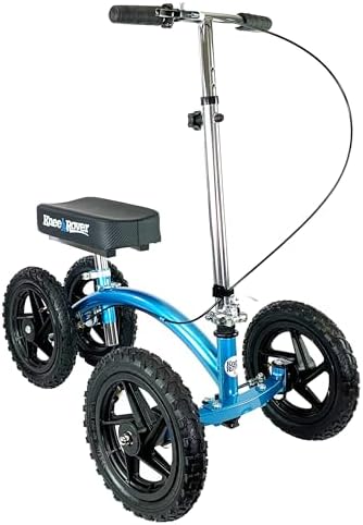 KneeRover Quad All Terrain Knee Scooter for Adults for Foot Surgery Heavy Duty Knee Walker for Broken Ankle Foot Injuries Recovery - Leg Scooter Best Knee Crutch Alternative (Metallic Blue)