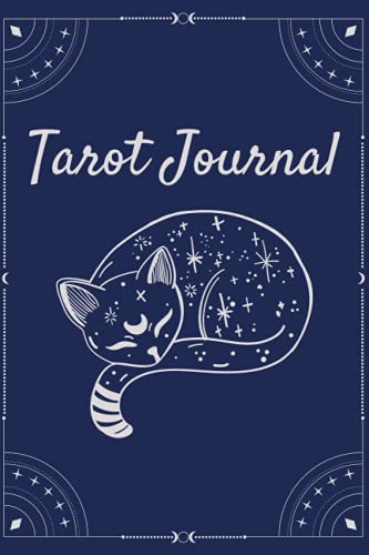 Tarot Journal: Tarot Diary For Interpreting, Learning, Understanding and Tracking Readings - Celestial Notebook - Matte Black - 200 Page Fill In - 6in x 9in Compact Size - Celestial Cat