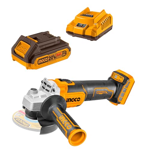 Image of INGCO 20V Cordless Angle Grinder Machine, Cutter machine with Battery and a Fast Charger, Variable Speed Angle Grinder,M10,3000 /8500rpm