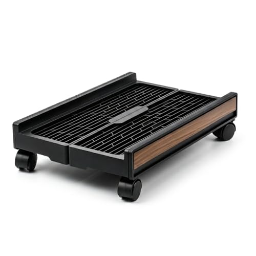 Adjustable Rolling Computer Cart with Wheels - PC Tower Stand Mobile CPU Floor Cart for Gaming Desktop