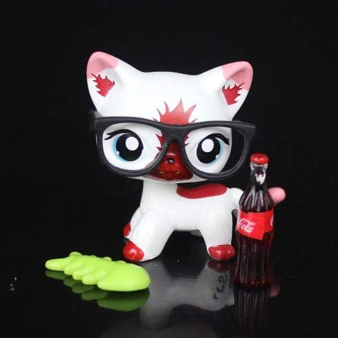 Miniatura 1 de Nuevo Raro Pet Shop Gato Blanco Rojo Rosa Orejas OOAK Accesorios lps #28