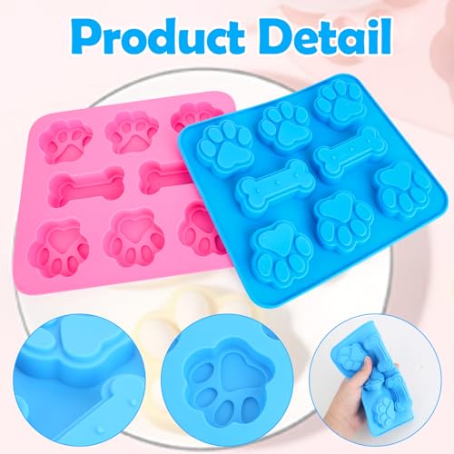 2 Stück Silikonformen für Hund, Paw and Bone Hundekekse Backform, Backmatte Hundekekse für Eiswürfel, Schokolade, Süßigkeiten, Hund Behandelt, Hundepfote und Knochenform, Kekse