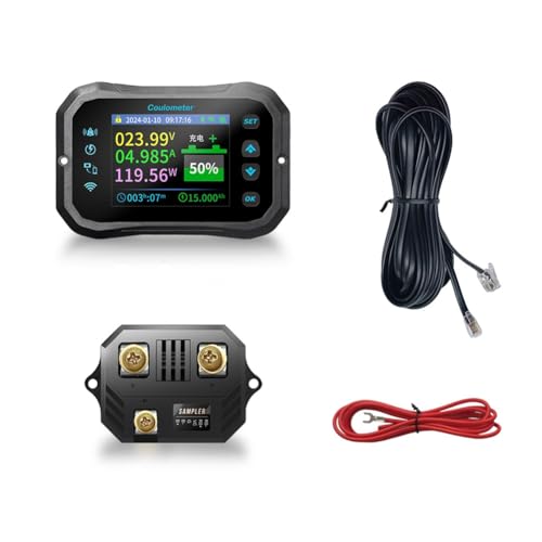 Cwmiibili WiFi Coulomb Meter RV Battery Monitor Battery Capacity Indicator Tester Power Volt-Ammeter for All Batteries A