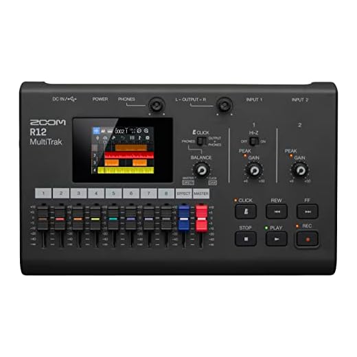 Zoom R12 Multi Track Portable Recorder, with Touchscreen, Onboard Editing, 8 Tracks, 2 Combo Inputs, Effects, Synth, Drum Loops, Battery Powered, and USB Audio Interface