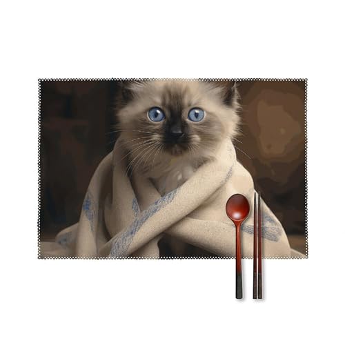 Set de table chat résistant chaleur toile lot de 6 infroissable - 2