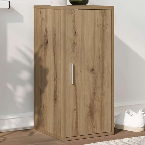 Zapatero de roble Artisan pequeño con 5 compartimentos para entrada 4