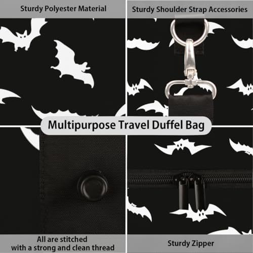 Goth Bat Travel Duffel Bag for Women Men Small Sport Gym Bag Waterproof Weekender Overnight Bag Lightweight Carry on bag Foldable Gym Bag for Training Swim Yoga Traveling Handbag3