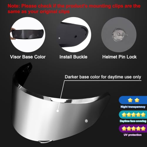 Image of PSLER Helmet Visor for K3 DOT(E2206),Only for S /M /L Size,Silver | Only for S /M /L K3 Helmet Size,Impact-Resistant,UV400 Protection, Motorcycle Tinted Face Shield for K3 DOT(E2206) Replacement